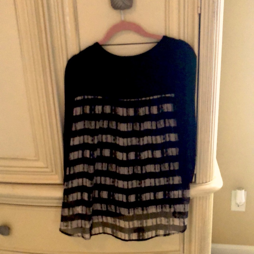 Black front back black and white chiffon